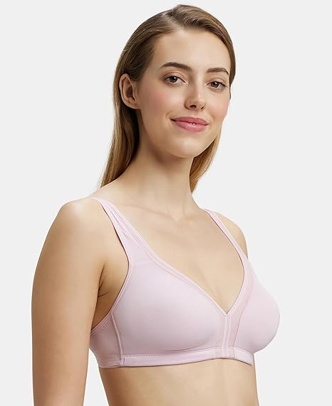 Jockey 1820 Women’s Nylon Wirefree T-Shirt Bra – Full Coverage with Stylised Mesh & Soft Microfiber